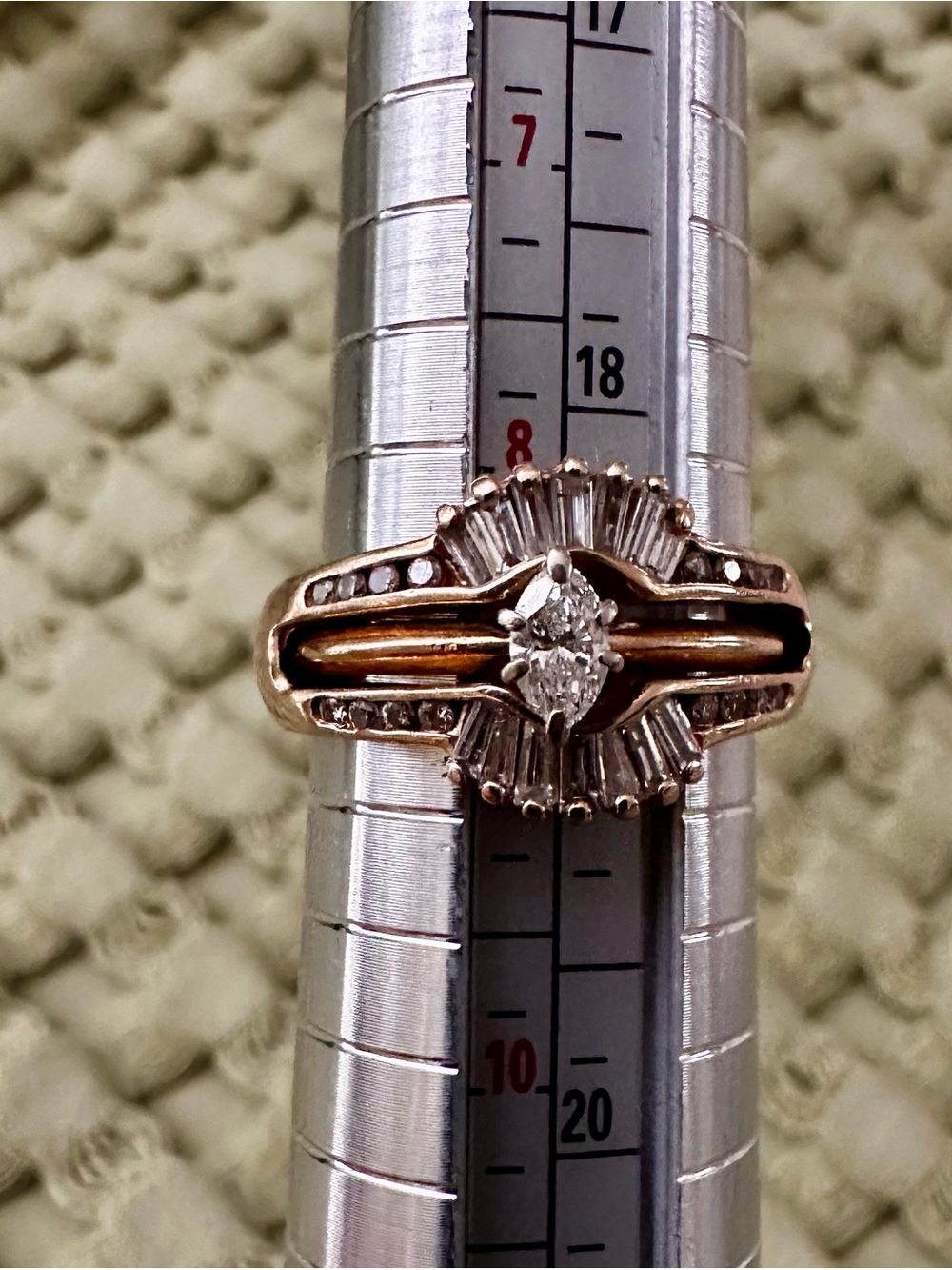 Rose Gold 14 k  Marquise Diamond Cluster Ring - Elegant Women's Jewelry